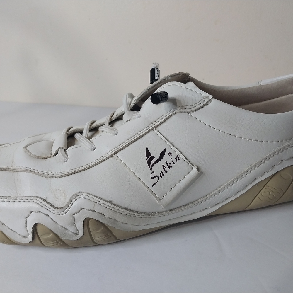 Salkin Size 40 Handmade White Leather Men's Sneakers - Picture 6 of 11